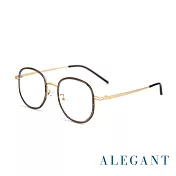 【ALEGANT】義式質感品月金溫莎圈縷空造型圓框UV400濾藍光眼鏡