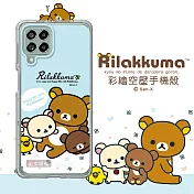 SAN-X授權 拉拉熊 三星 Samsung Galaxy M53 5G 彩繪空壓手機殼 (淺藍撒嬌)