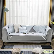 【巴芙洛】冰絲涼感涼夏沙發墊三人坐60x180cm 藍色3人(千烏格沙發墊)