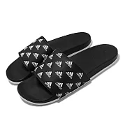 adidas 拖鞋 Adilette Comfory 黑 白 滿版Logo 三條線 男女鞋 愛迪達 GV9735