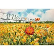 【玲廊滿藝】張偉鈺-高屏舊鐵橋花海38x26cm