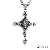GIUMKA十字架鋼項鍊天降雄獅短項鏈採黑個性男鍊 MN08078 交換禮物鋼飾推薦 50cm 紅鋯