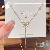 【伊飾童話】蝴蝶水滴＊珍珠垂墜鈦鋼典雅項鍊