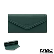 【OMC】文藝復興信封式兩折牛皮長夾4116- 墨綠