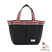 B.S.D.S冰山袋鼠 - 非常莓好 - 織帶拼接多層購物包【8019-KR】 紅磚黑