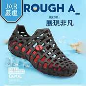 【JAR嚴選】超軟Q涼爽透氣情侶洞洞鞋(透氣/休閒/輕盈) EU39 黑紅