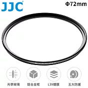 JJC防刮抗靜電S+MCUV濾鏡72mm濾鏡72mm保護鏡F-WMCUV72(2.4mm超薄框;38層多層膜L39;德國SCHOTT光學玻璃;透光率≧99.5%,硬度9H