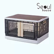 Seoul house 新款日式加厚大容量三開式折疊收納箱／木蓋款- 白色