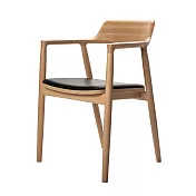 maruni Hiroshima High 廣島扶手椅 (櫸木、黑色皮革座墊)