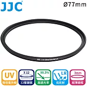 JJC不易沾塵MC-UV濾鏡77mm濾鏡77mm保護鏡F-MCUV77(3mm超薄框;12層多層膜;日本光學玻璃;透光率≧99.5%)