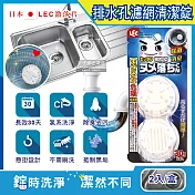 日本LEC激落君-懸掛式廚房流理臺排水孔不鏽鋼濾網除臭去垢清潔錠2入/盒(免刷洗30天長效清潔劑)