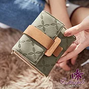 【iSPurple】空氣花瓣＊日式霧面抽帶零錢短夾  墨綠