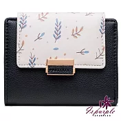【iSPurple】稻穗壓花＊三折皮革零錢短夾  黑