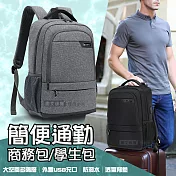 15.6吋 簡便通勤 商務/學生包 透氣減壓背墊 大容量多隔層防潑水 平板筆電後背包 黑色