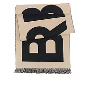 BURBERRY Logo 徽標羊毛圍巾 (經典米色/黑色)