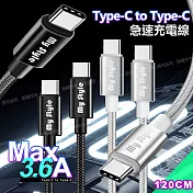 MyStyle 耐彎折編織線Type-C to Type-C 急速快充線120cm 黑色