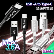 MyStyle 耐彎折編織線 Type-C 急速快充線120cm 銀色