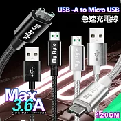 MyStyle 耐彎折編織線 Micro USB急速快充線120cm 黑色