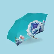 【雙龍牌】ELEGANT驅黑淨白自動傘 水彩花卉防曬黑膠晴雨傘B7044 蒂芬藍