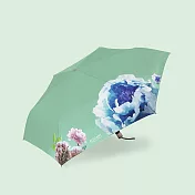 【雙龍牌】ELEGANT驅黑淨白自動傘 水彩花卉防曬黑膠晴雨傘B7044 嫩綠