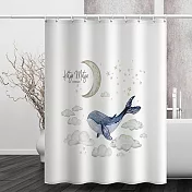 【巴芙洛】文創色彩防水防霉加厚浴簾/拉簾/隔簾 月夜藍鯨