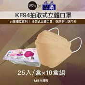 摩達客-芊柔KF94獨家專利抽取式立體口罩(25片)-棕色十盒組
