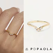PD PAOLA 西班牙時尚潮牌 圓形明亮切割3鑽戒指 V形金色戒指 MINI CROWN M