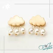 【伊飾童話】雲的淚滴＊貝殼光澤珍珠耳環 金