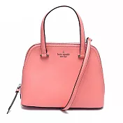 Kate Spade 素面皮革肩背包-粉桔