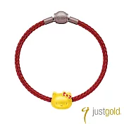 【Just Gold 鎮金店】經典HelloKitty純金串珠(紅色蝴蝶結)