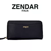 【ZENDAR】限量1折 頂級NAPPA小牛皮拉鍊長夾 瑪蒂娜系列 全新專櫃展示品 黑色