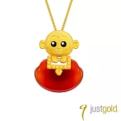 【Just Gold 鎮金店】滿福如意十二生肖系列純金吊墜-猴(不含鍊)