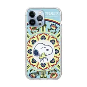 故宮xPEANUTS聯名 正版史努比 iPhone 13 Pro Max 6.7吋 古典美學空壓手機殼 (番蓮紋盒)