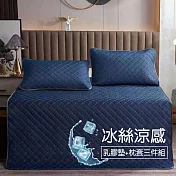 【Galatea葛拉蒂】雙人加大 冰絲涼感乳膠墊三件組 6尺 尊爵藍