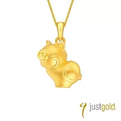 【Just Gold 鎮金店】十二生肖淘喜系列黃金吊墜-豬(不含鍊)