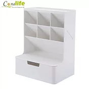 [Conalife] 多功能斜式內格大容量抽屜收納盒 (白色)-1入