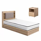 IDEA-MIT寢室傢俱單人套裝四件組(含床墊) 暖棕原木