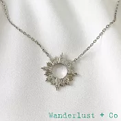 Wanderlust+Co 澳洲品牌 銀色鑲鑽 光芒太陽項鍊 Sunseeker