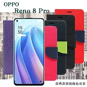 OPPO Reno 8 Pro 5G 經典書本雙色磁釦側翻可站立皮套 手機殼 可插卡 可站立 側掀皮套 黑色