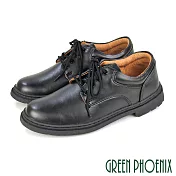 【GREEN PHOENIX】男 學生鞋 皮鞋 標準型 綁帶 圓頭 台灣製 JP25.5 黑色
