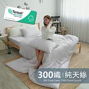 《BUHO》素面文青300織100%TENCEL純天絲™8x7尺雙人特大被套+枕套三件組 《流光灰》