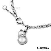 GIUMKA鋼飾手鍊開運小葫蘆白鋼雙鍊層次手鏈交換禮物生日禮物 MB00600 19 銀色