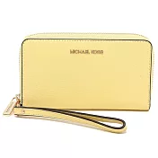 MICHAEL KORS 素面皮革拉鍊中夾-鵝黃