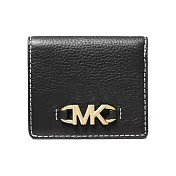 MICHAEL KORS 專櫃款兩褶皮革短夾-黑