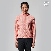 ADISI 女UPF50+印花抑菌防曬連帽外套AJ2211037 (S-2XL) / 吸濕排汗 彈性 抗紫外線 大和抗菌 防臭加工 抗UV M 珊瑚紅
