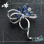 【伊飾童話】流線花束＊水晶鑽切割胸針  銀白藍