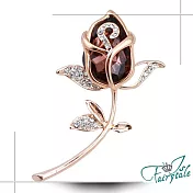 【伊飾童話】水晶鬱金香＊水鑽金繽胸針  酒紅