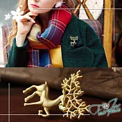 【伊飾童話】跳耀馴鹿*絲光金繽胸針