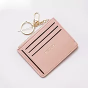 【L.Elegant】簡約輕薄 學生卡夾 鑰匙圈拉鏈零錢包(共3色)B606 藕粉