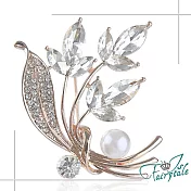【伊飾童話】三葉花冰晶＊水鑽珍珠別針胸針  玫瑰金